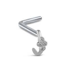 Surgical Steel 4 Stone Nose Hugger L Bend