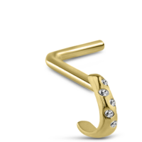 Surgical Steel Gold Colored five stone Nose Hugger L bend