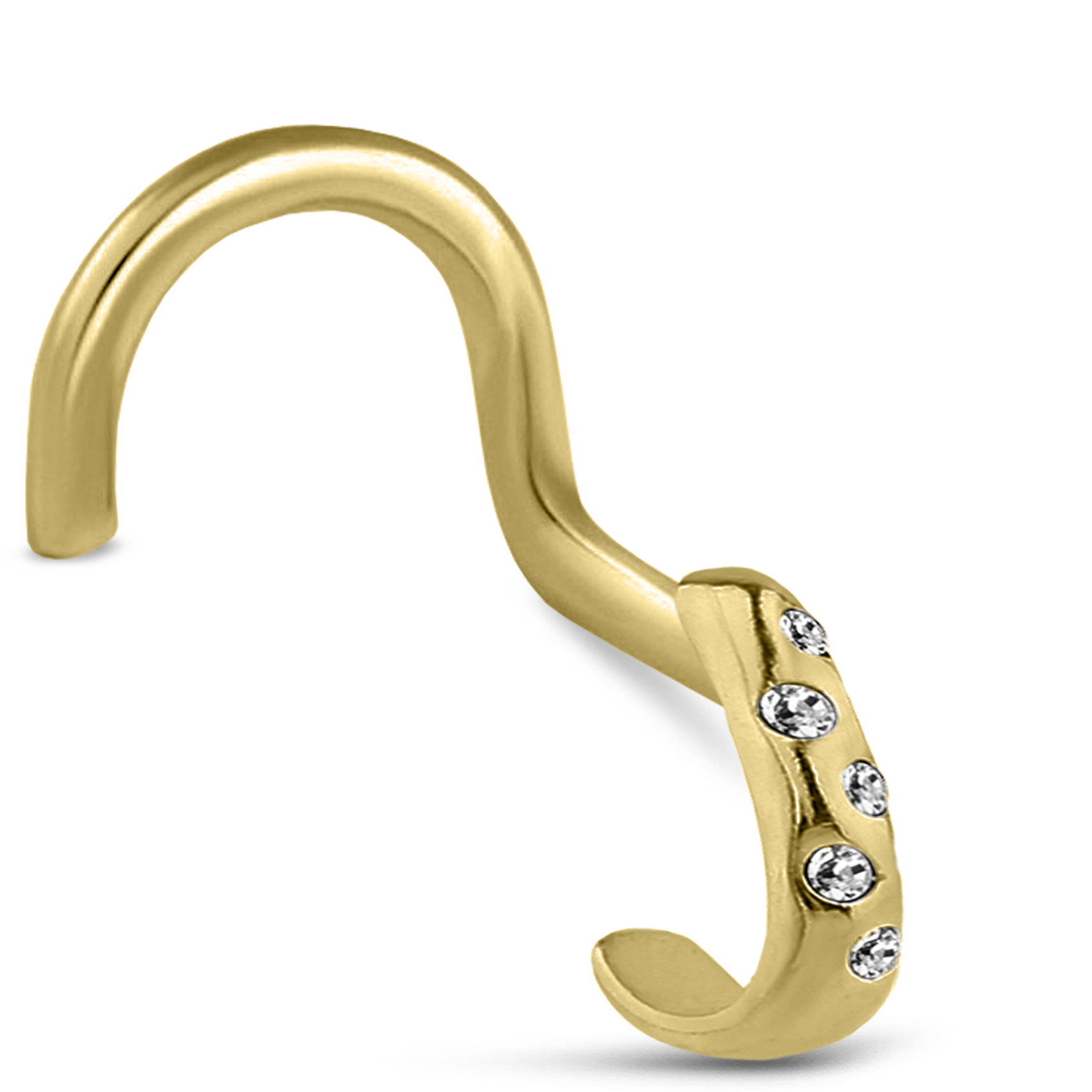 5 Stone CZ Nose Hugger Stud Ring 316L Surgical Steel