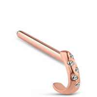 Surgical Steel Rose Colored five stone Nose Hugger 10mm Straight