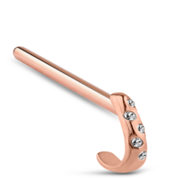 Surgical Steel Rose Colored five stone Nose Hugger 15mm Straight
