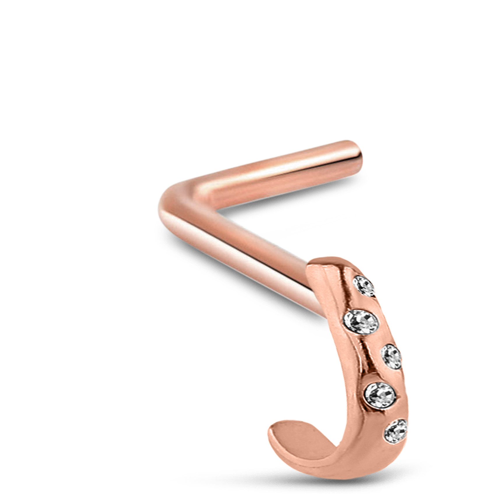 5 Stone CZ Nose Hugger Stud Ring 316L Surgical Steel