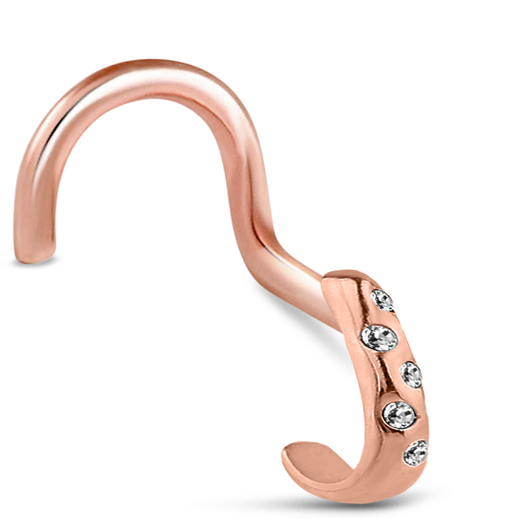 5 Stone CZ Nose Hugger Stud Ring 316L Surgical Steel