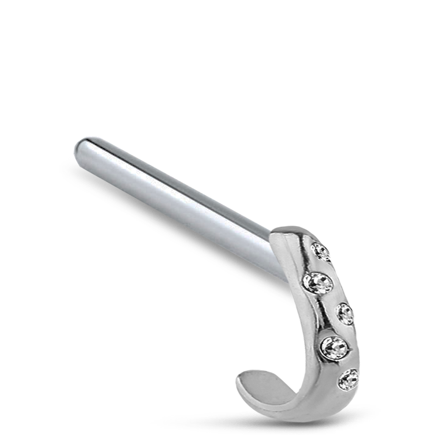 5 Stone CZ Nose Hugger Stud Ring 316L Surgical Steel