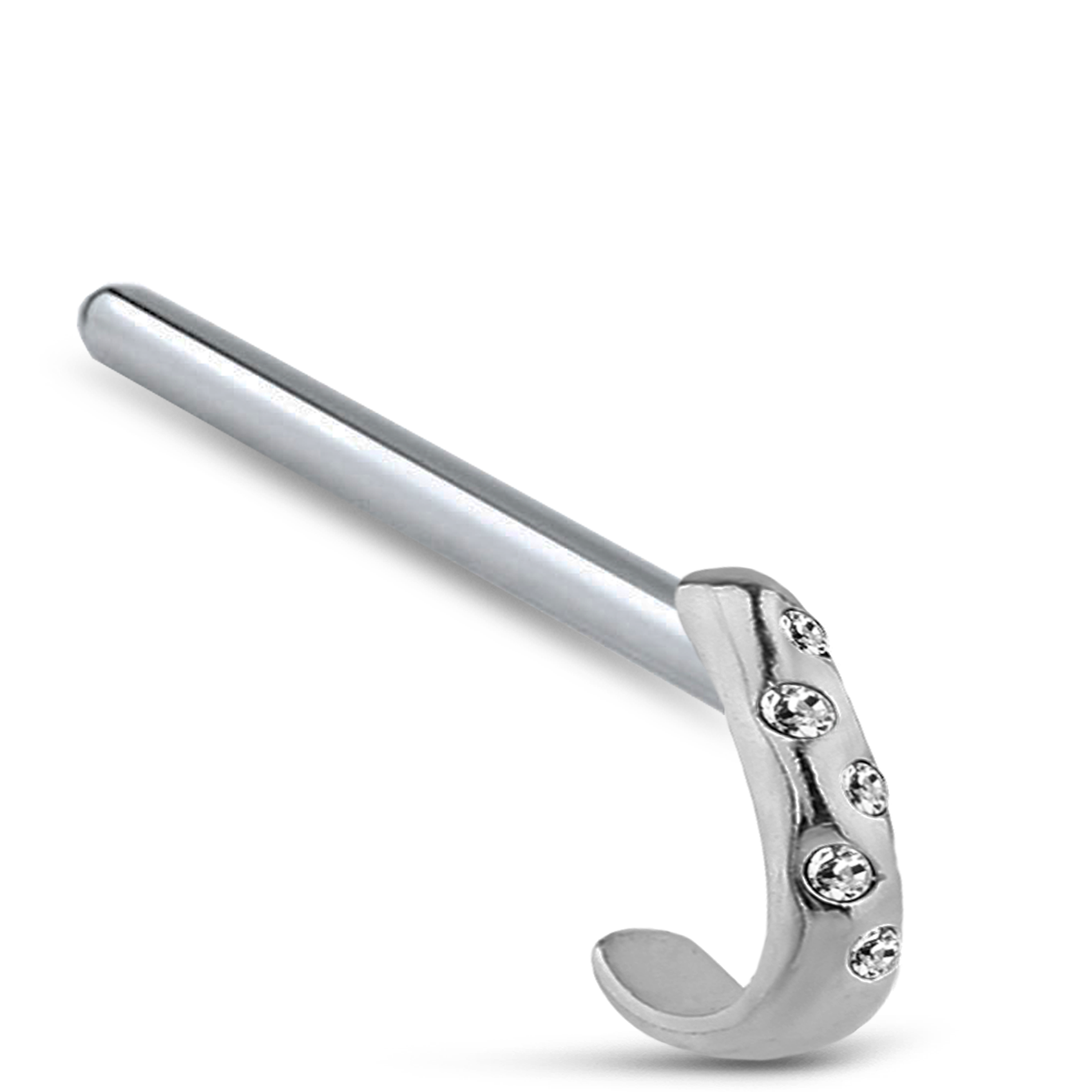 5 Stone CZ Nose Hugger Stud Ring 316L Surgical Steel