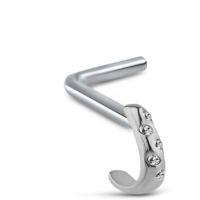 Surgical Steel five stone Nose Hugger L Bend