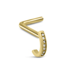 Surgical Steel Gold Colored 7 Stone Nose Hugger L Bend