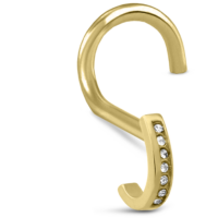 Surgical Steel Gold Colored 7 Stone Nose Hugger Left Nose Screw