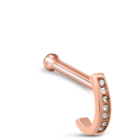 Surgical Steel Rose Colored 7 Stone Nose Hugger Bone