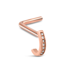 Surgical Steel Rose Colored 7 Stone Nose Hugger L Bend