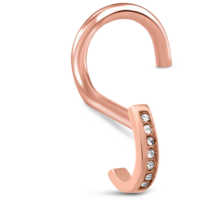 Surgical Steel Rose Colored 7 Stone Nose Hugger Left Nose Screw