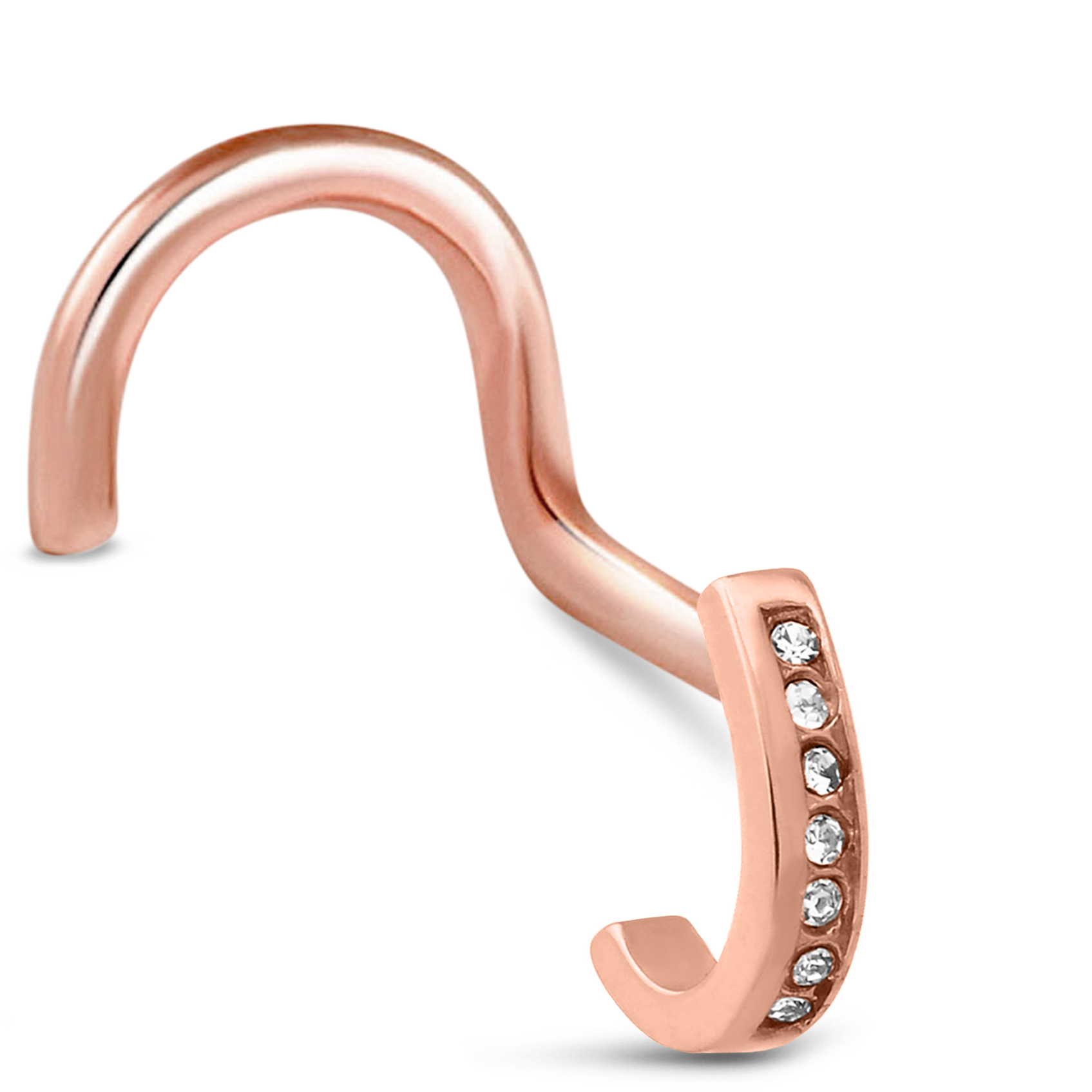 7 Stone CZ Nose Hugger Stud Ring 316L Surgical Steel