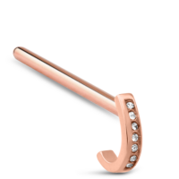 Surgical Steel Rose Colored 7 Stone Nose Hugger straight