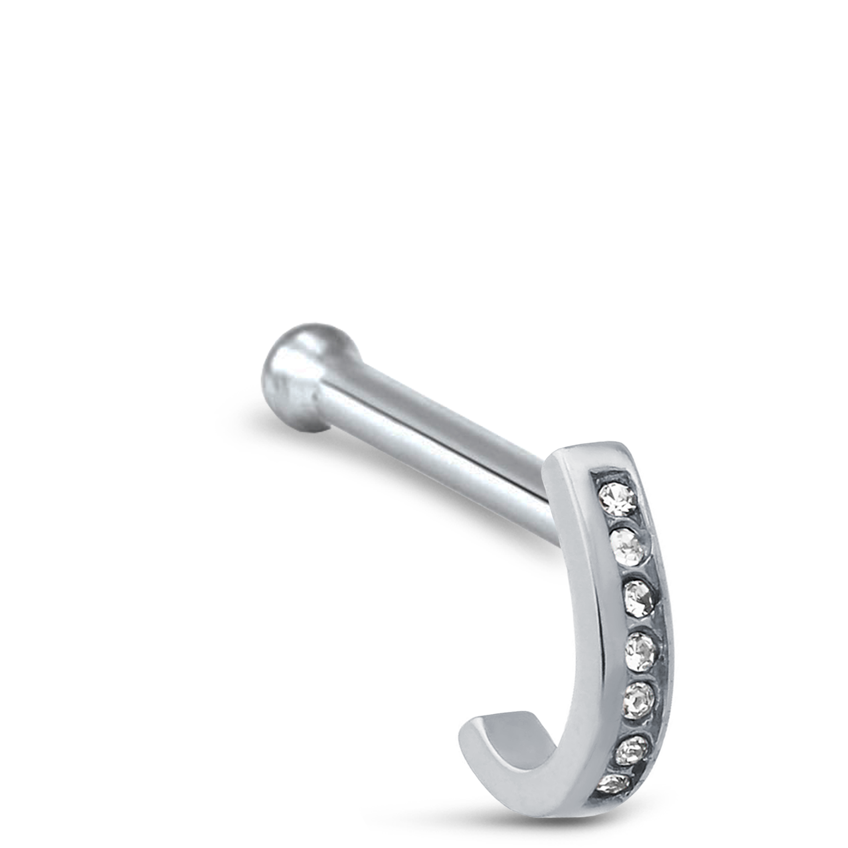 7 Stone CZ Nose Hugger Stud Ring 316L Surgical Steel