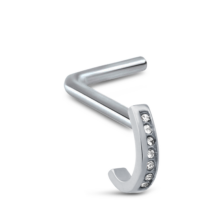 Surgical Steel 7 Stone Nose Hugger L Bend