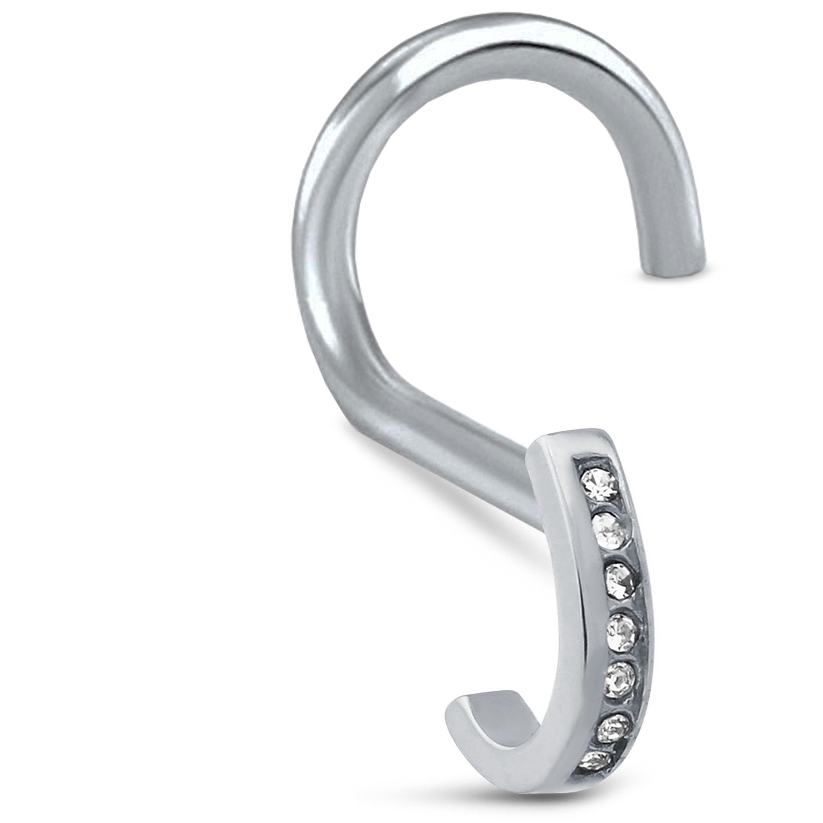 7 Stone CZ Nose Hugger Stud Ring 316L Surgical Steel