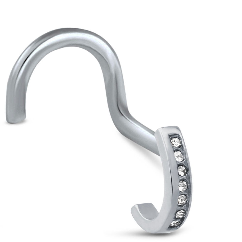 Surgical Steel 7 Stone Nose Hugger Right Nose Screw