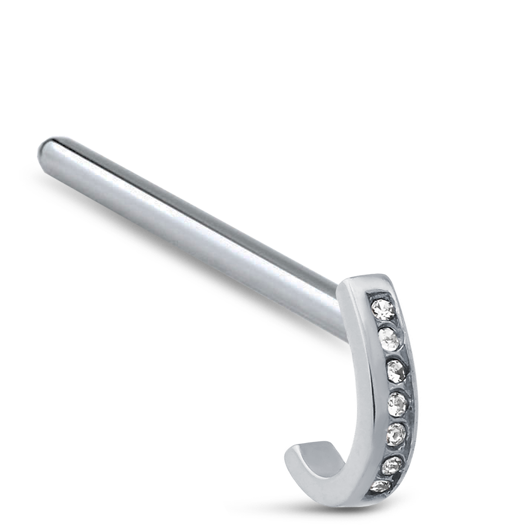 7 Stone CZ Nose Hugger Stud Ring 316L Surgical Steel