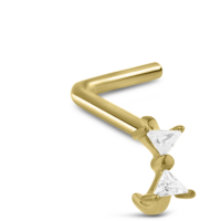 Surgical Steel Gold Colored Bow Nose Hugger L Bend