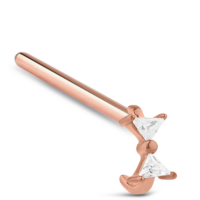 Surgical Steel Rose Colored Bow Nose Hugger 15mm Straight