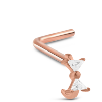 Surgical Steel Rose Colored Bow Nose Hugger L Bend