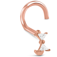 Surgical Steel Rose Colored Bow Nose Hugger Left Nose Screw