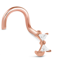 Surgical Steel Rose Colored Bow Nose Hugger Right Nose Screw