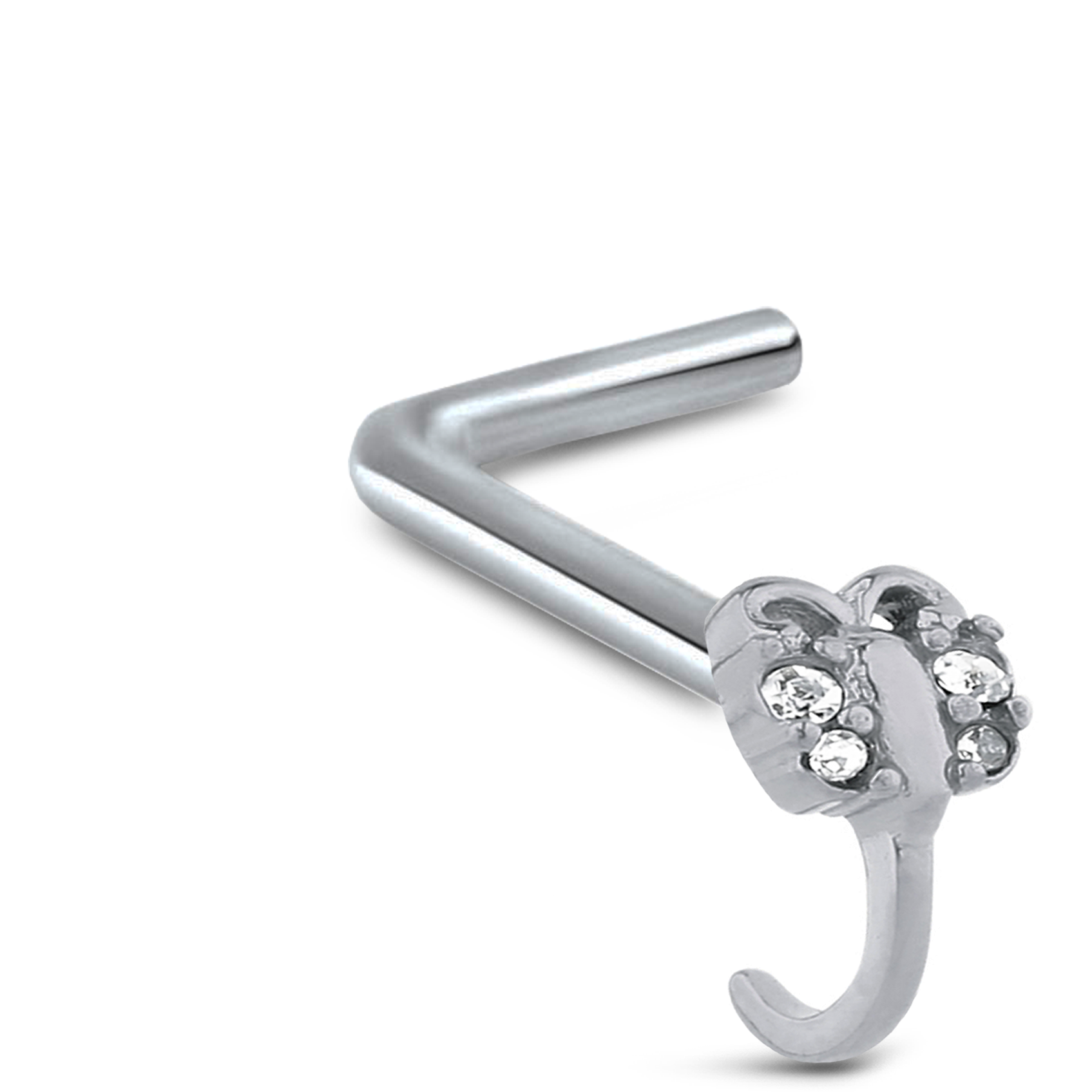 CZ Butterfly Nose Hugger Stud Ring 316L Surgical Steel