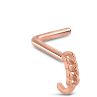 Surgical Steel Rose Colored Chain Nose Hugger L Bend