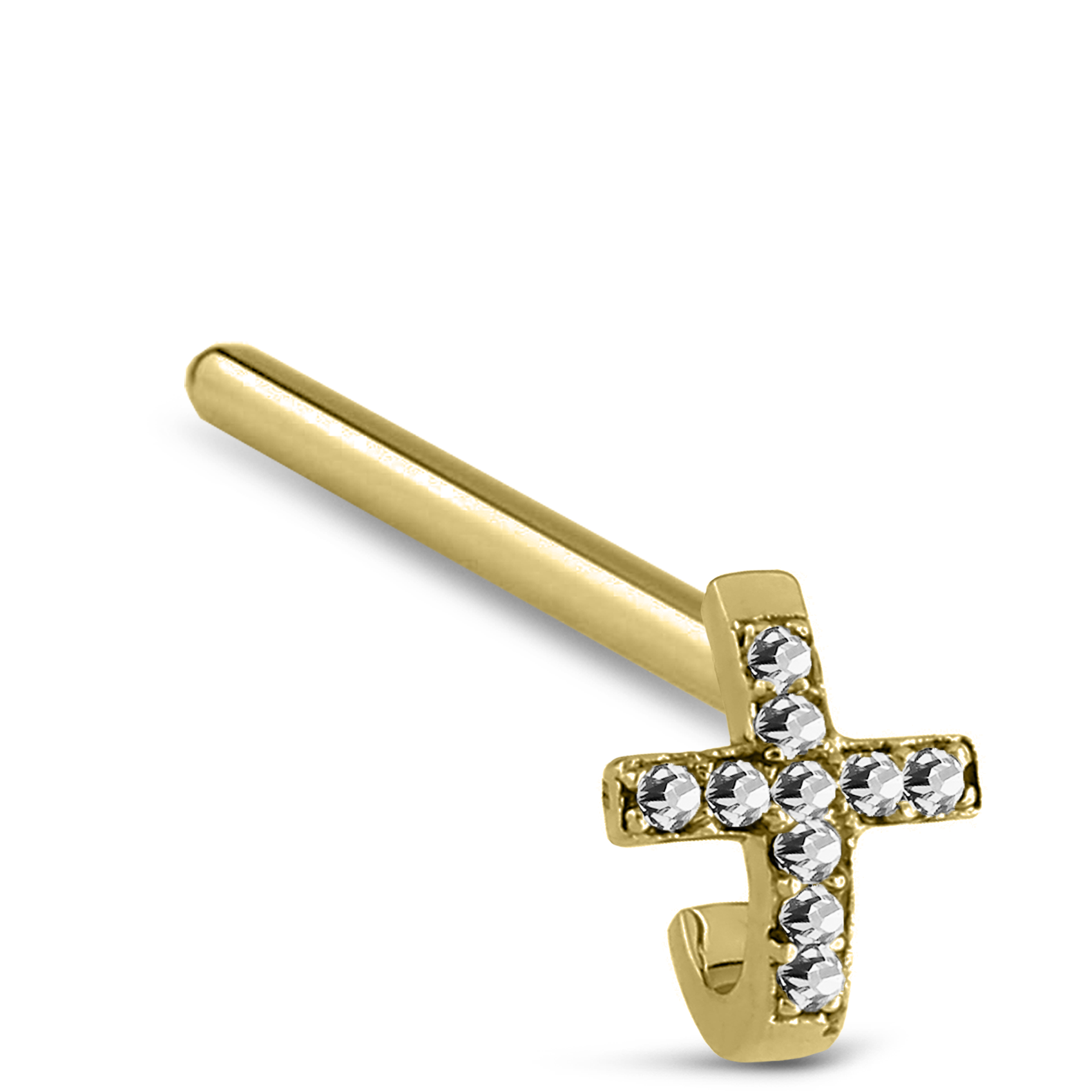 Cross CZ Nose Hugger Stud Ring 316L Surgical Steel 20G