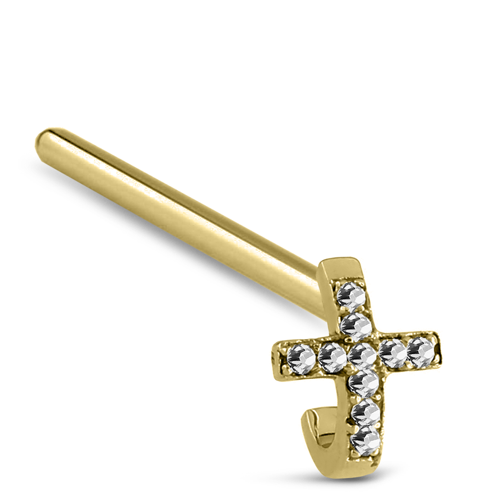 Cross CZ Nose Hugger Stud Ring 316L Surgical Steel 20G