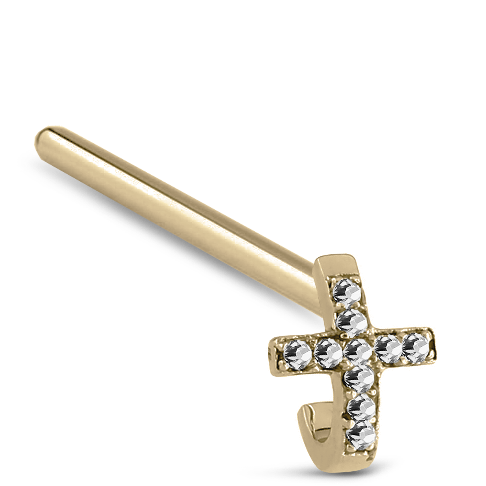 Cross CZ Nose Hugger Stud Ring 316L Surgical Steel 20G
