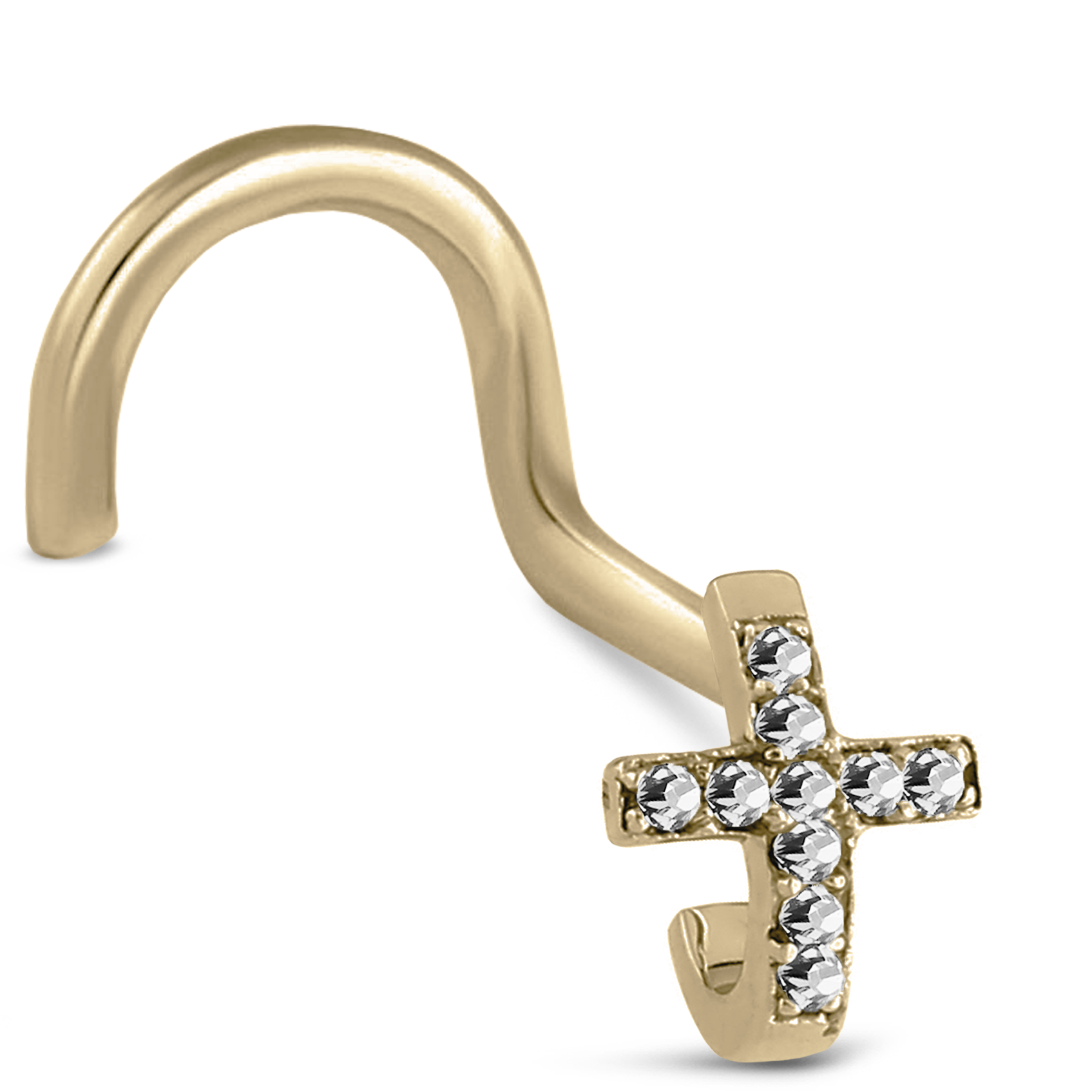 Cross CZ Nose Hugger Stud Ring 316L Surgical Steel 20G