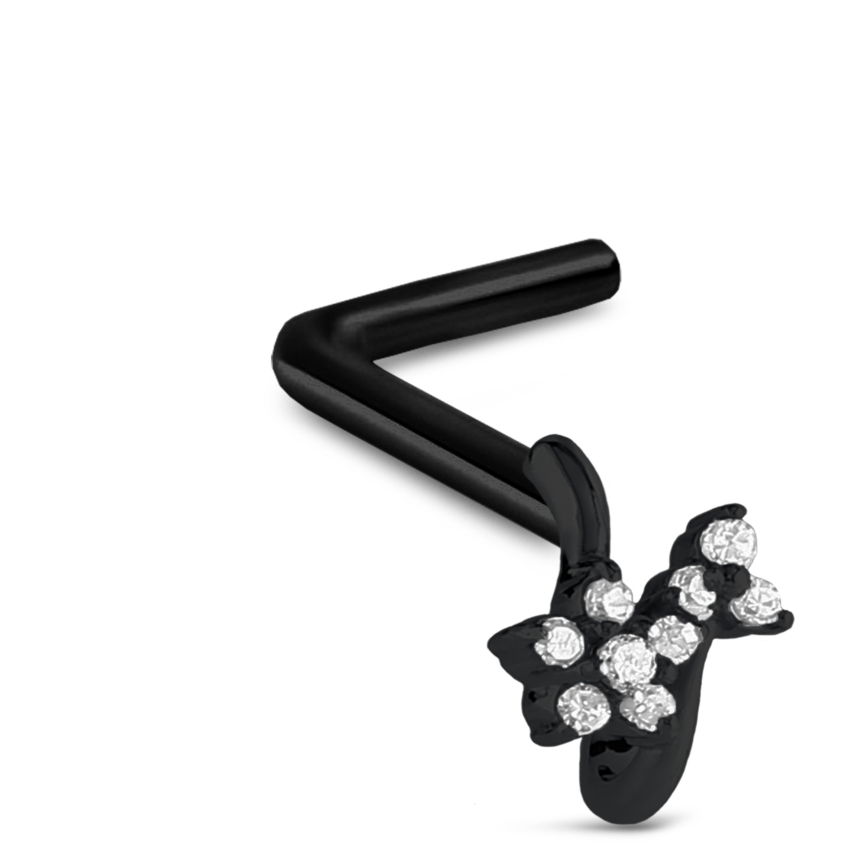 CZ Flower Cluster Nose Hugger Stud 316L Surgical Steel 20G
