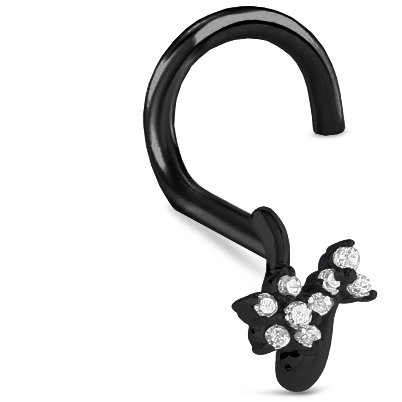 CZ Flower Cluster Nose Hugger Stud 316L Surgical Steel 20G