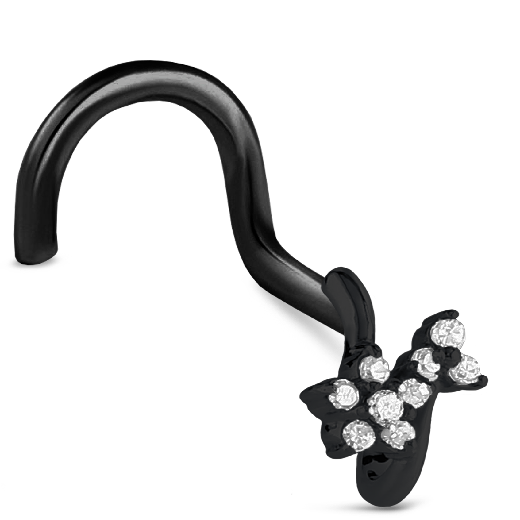 CZ Flower Cluster Nose Hugger Stud 316L Surgical Steel 20G