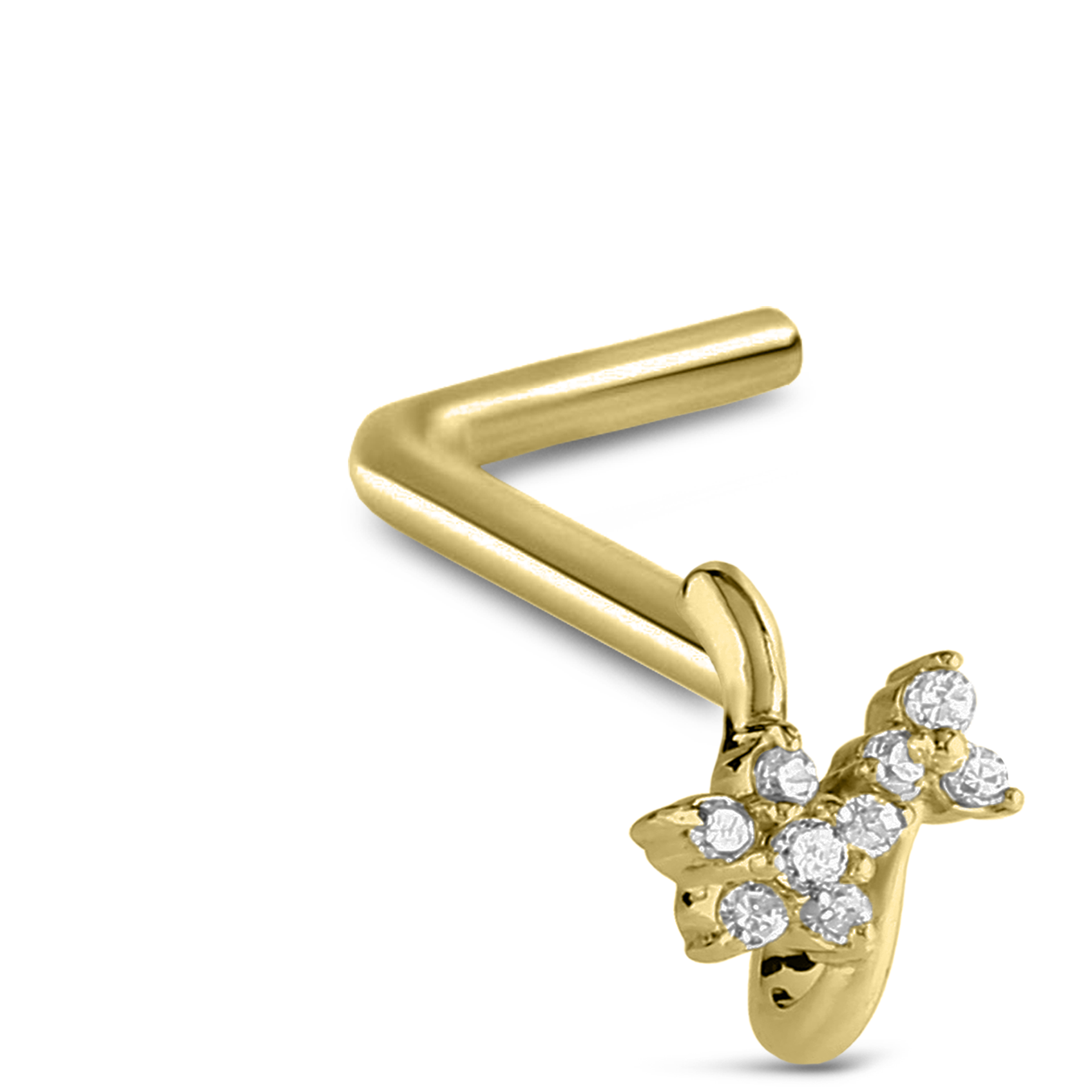 CZ Flower Cluster Nose Hugger Stud 316L Surgical Steel 20G