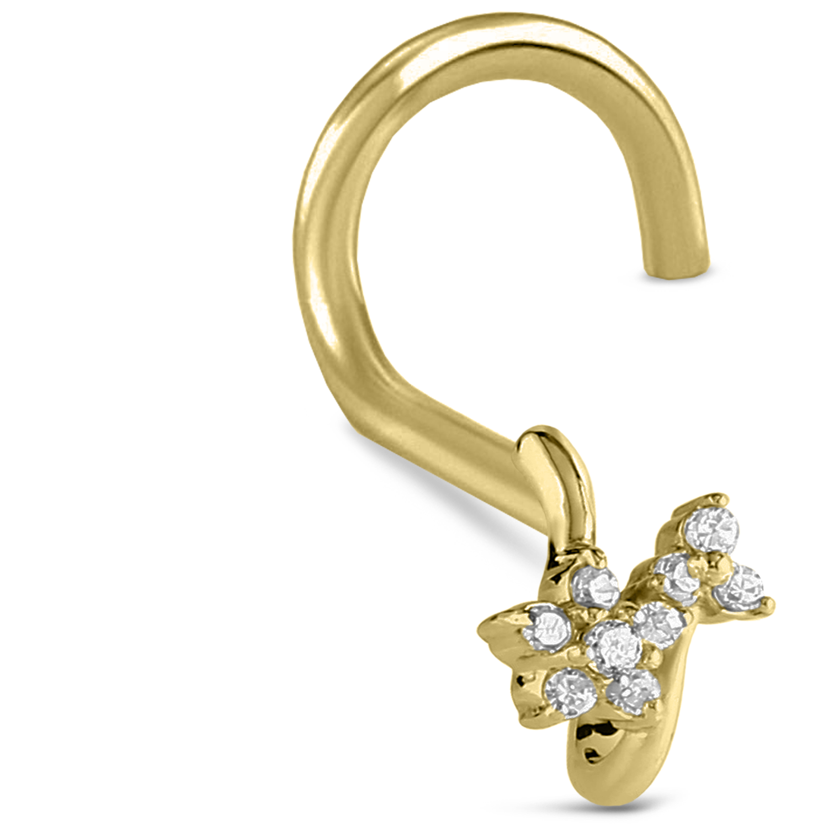 CZ Flower Cluster Nose Hugger Stud 316L Surgical Steel 20G