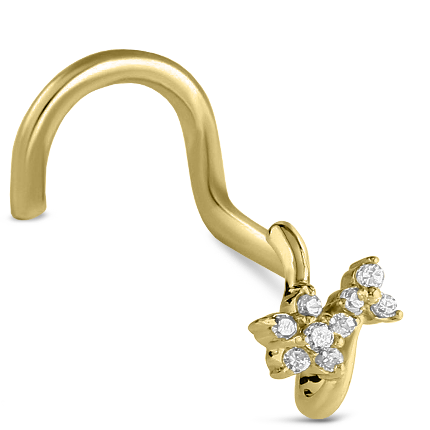 CZ Flower Cluster Nose Hugger Stud 316L Surgical Steel 20G