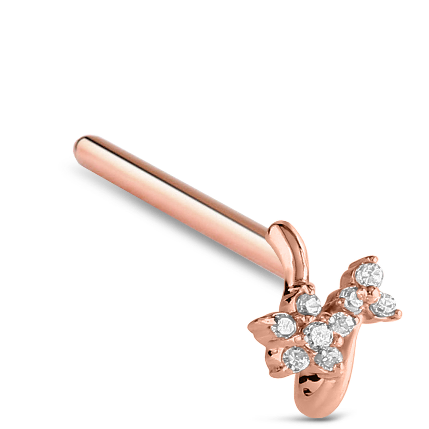 CZ Flower Cluster Nose Hugger Stud 316L Surgical Steel 20G