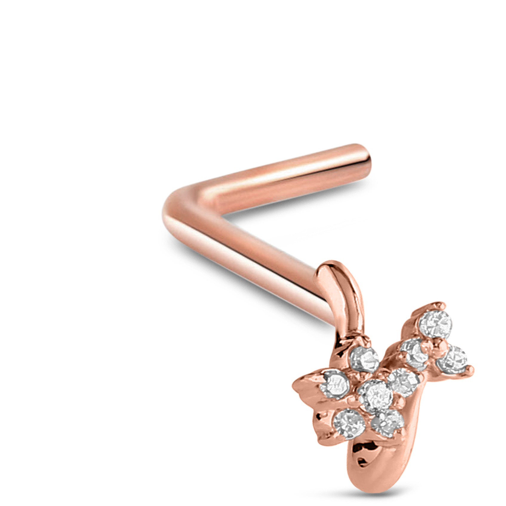 CZ Flower Cluster Nose Hugger Stud 316L Surgical Steel 20G