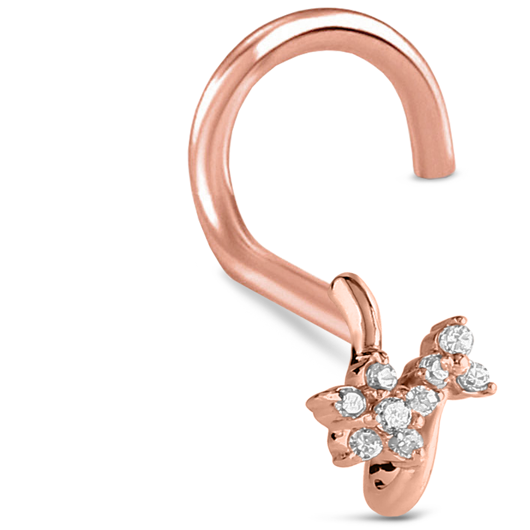 CZ Flower Cluster Nose Hugger Stud 316L Surgical Steel 20G