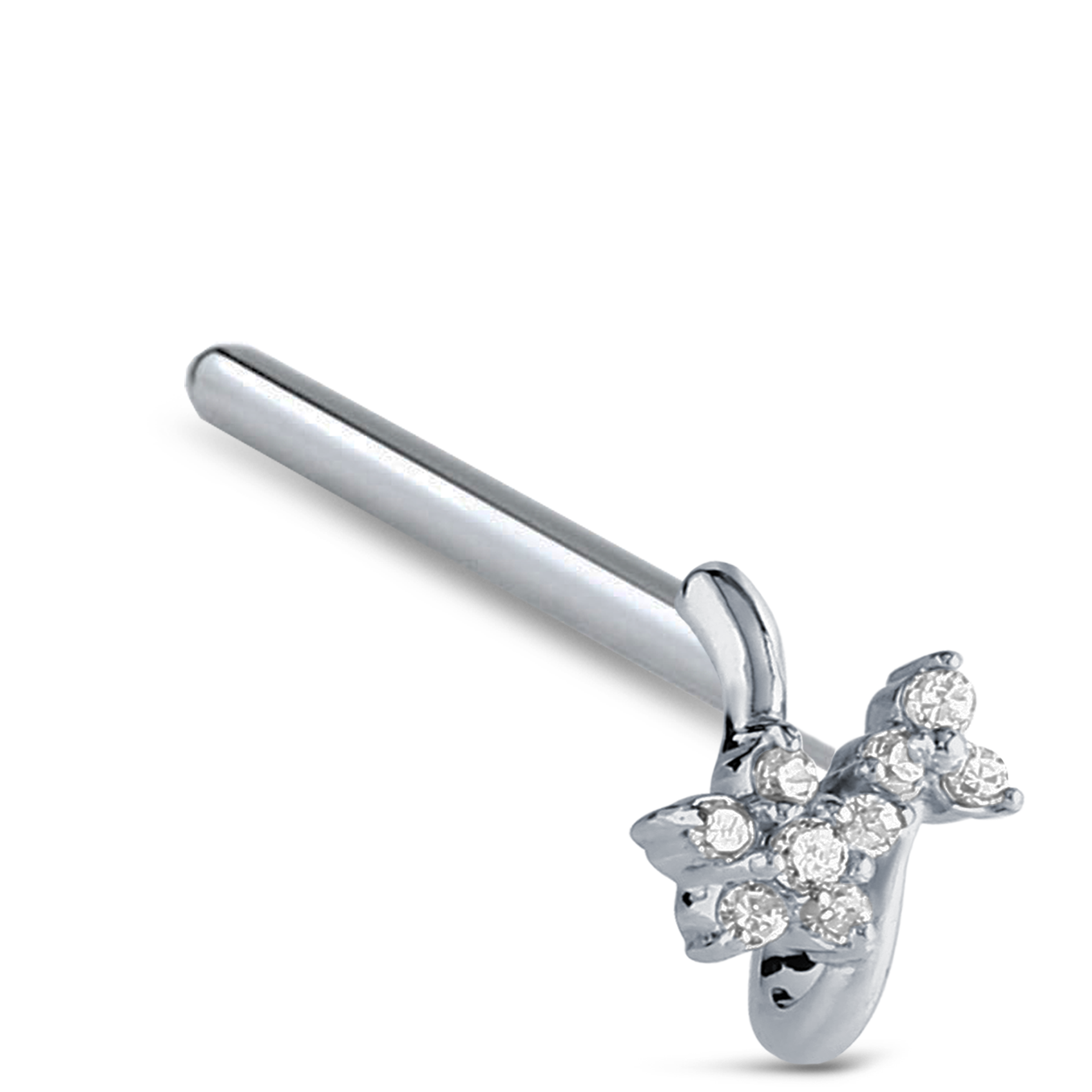 CZ Flower Cluster Nose Hugger Stud 316L Surgical Steel 20G
