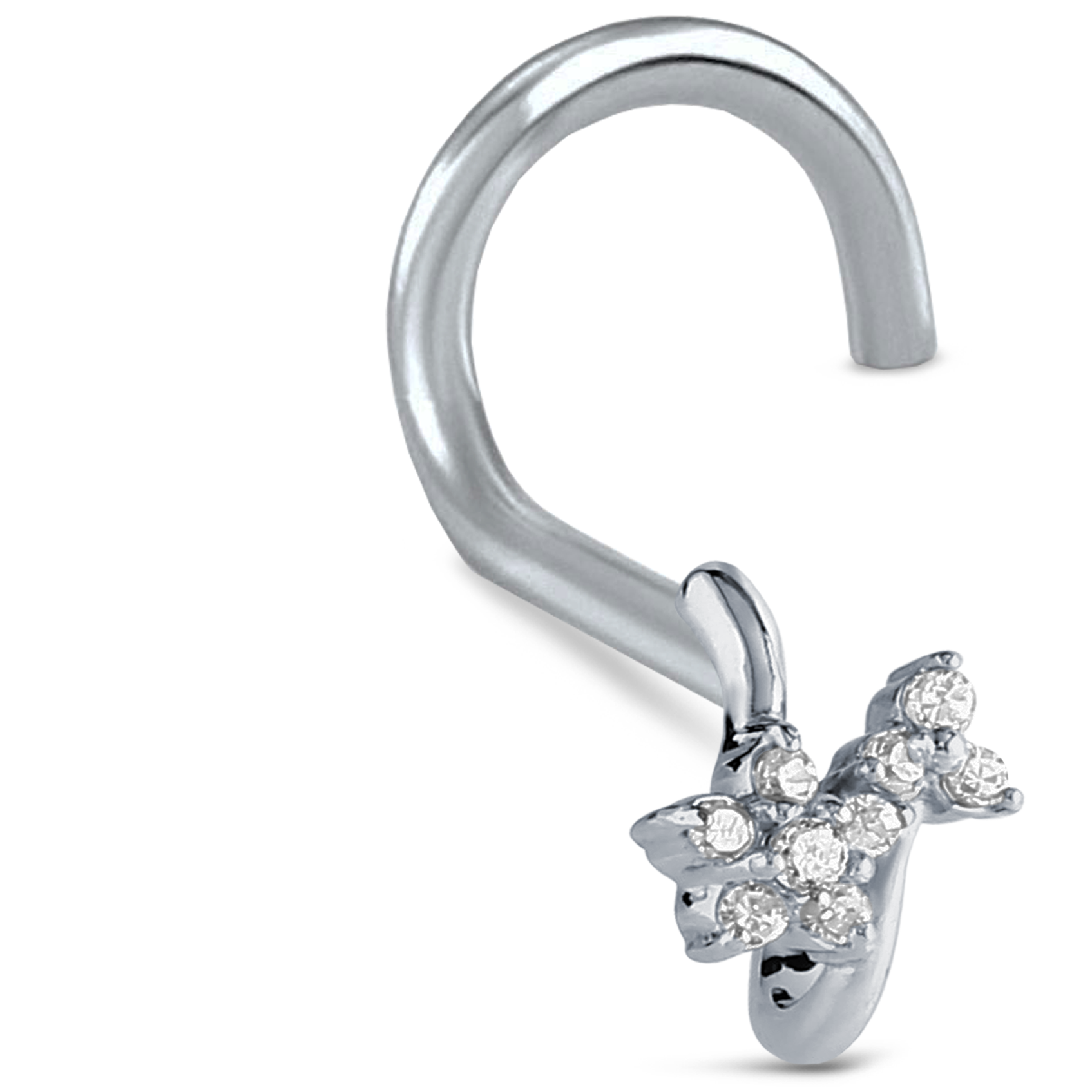 CZ Flower Cluster Nose Hugger Stud 316L Surgical Steel 20G