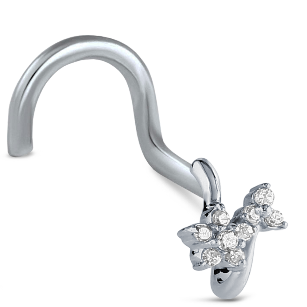 Surgical Steel Nose Hugger Right Nose Screw Featuring a Flower cluster design