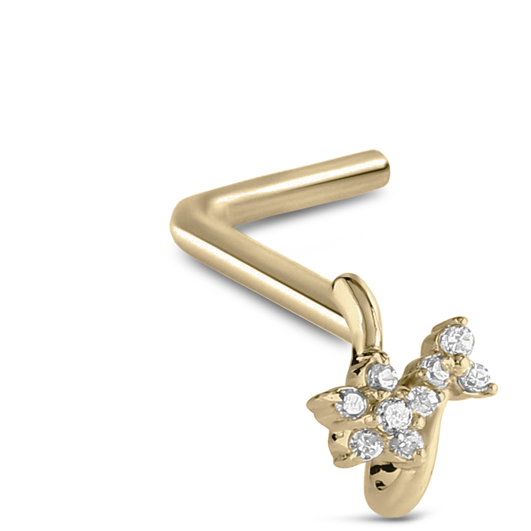 CZ Flower Cluster Nose Hugger Stud 316L Surgical Steel 20G