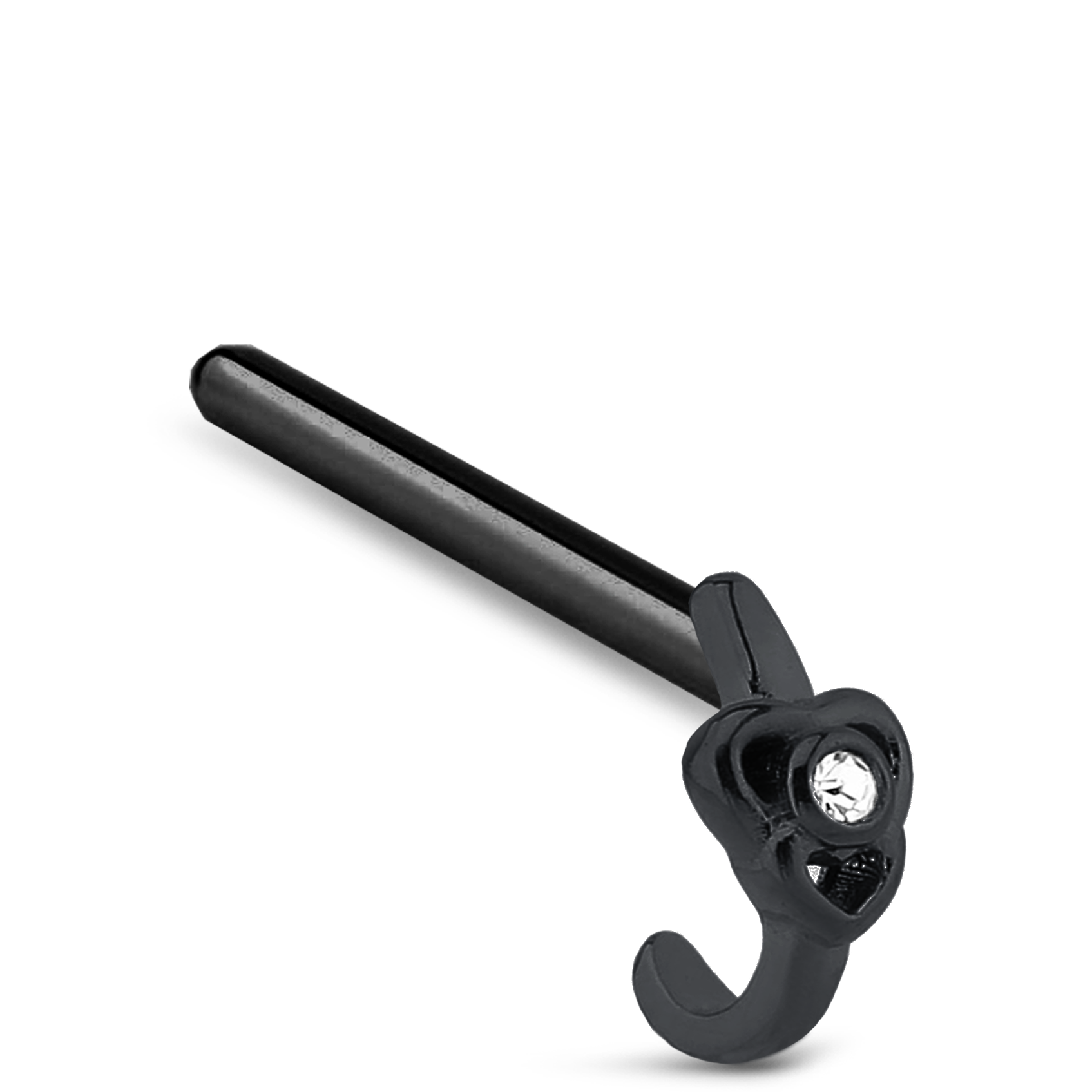 Double Heart CZ Nose Hugger Stud 316L Surgical Steel 20G