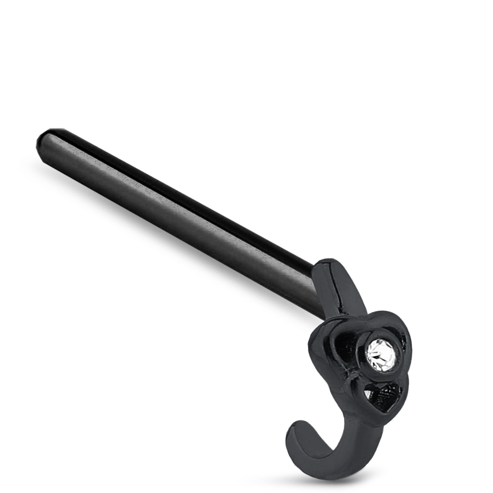 Double Heart CZ Nose Hugger Stud 316L Surgical Steel 20G