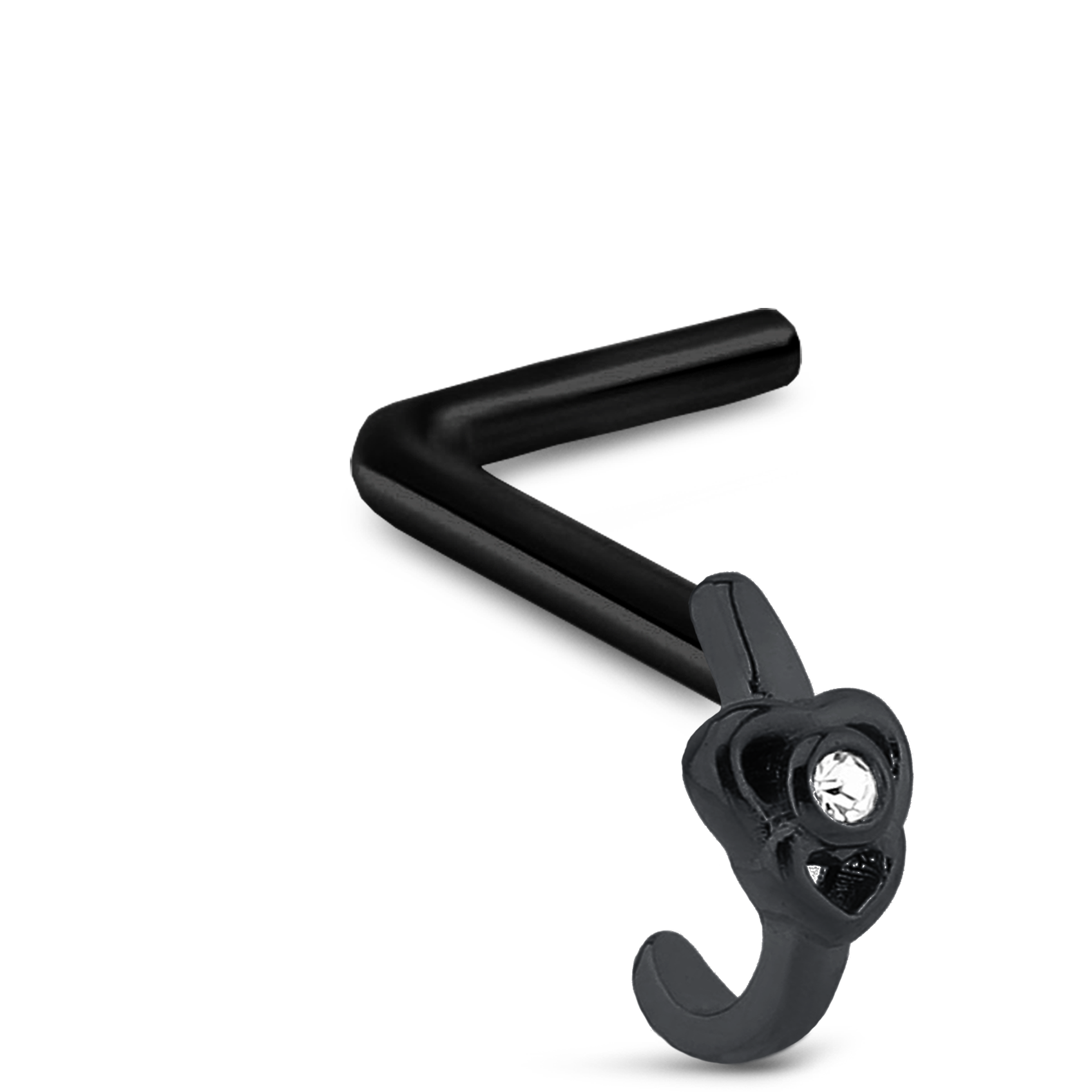 Double Heart CZ Nose Hugger Stud 316L Surgical Steel 20G