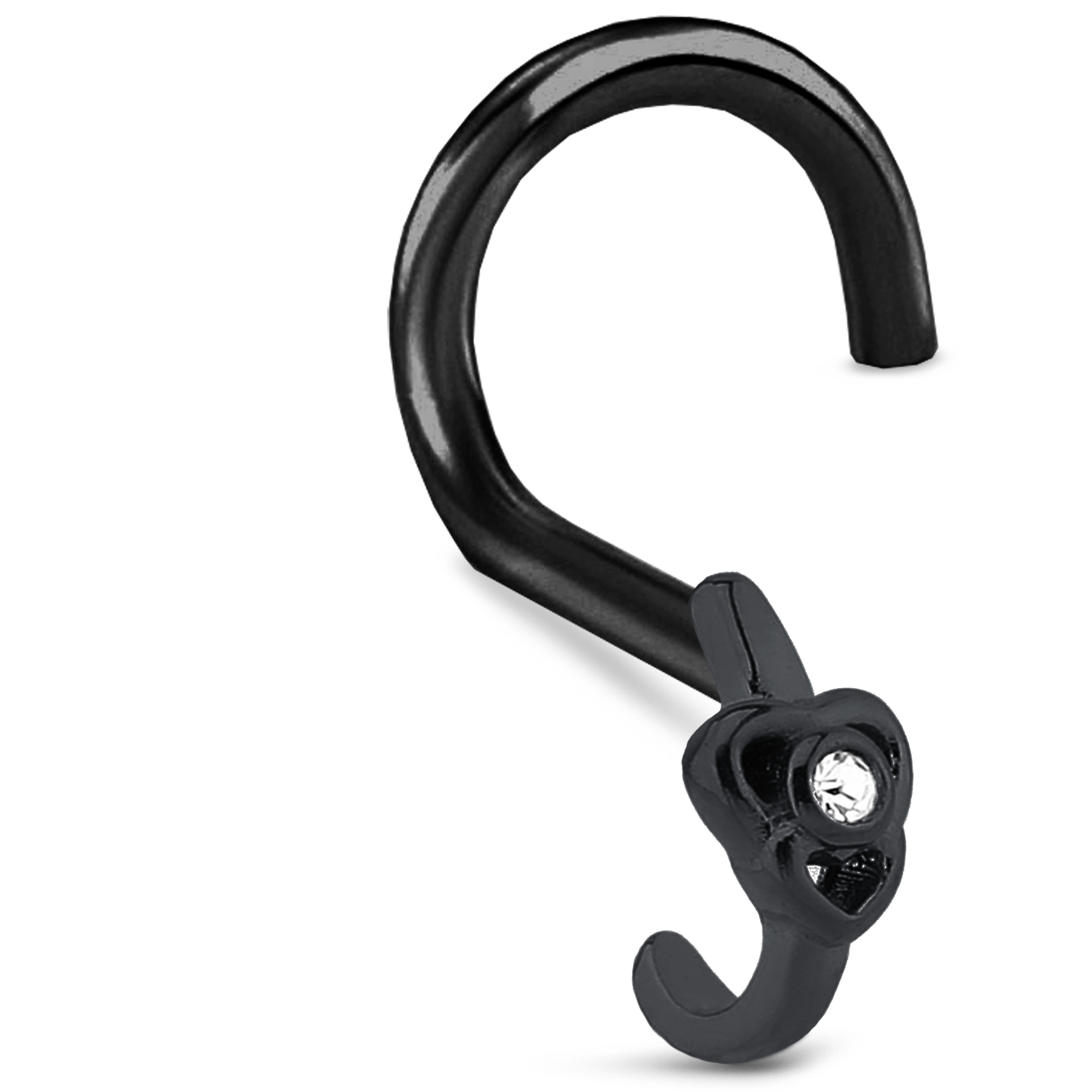 Double Heart CZ Nose Hugger Stud 316L Surgical Steel 20G